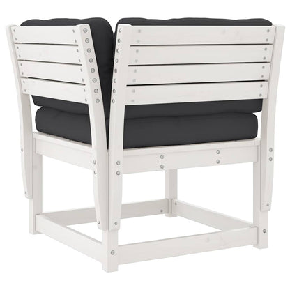 vidaXL 3 Piece Garden Sofa Set with Cushions White Solid Wood Pine 5