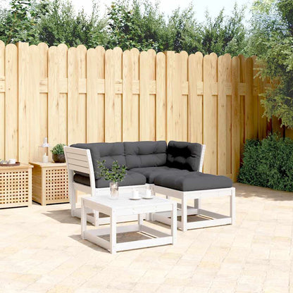 vidaXL 3 Piece Garden Sofa Set with Cushions White Solid Wood Pine 1