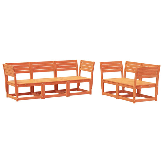 5 Piece Garden Sofa Set Solid Wood Pine Wax brown