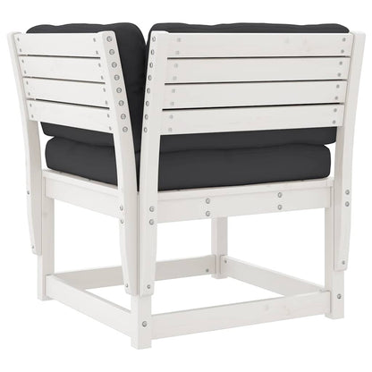 6 Piece Garden Sofa Set Solid Wood Pine White With cushions