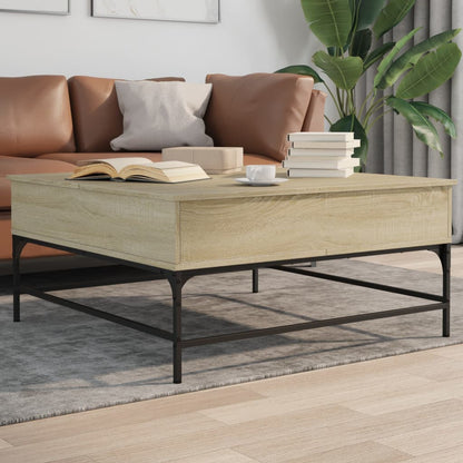 Coffee Table 95x95x45 cm Engineered Wood and Metal Sonoma oak