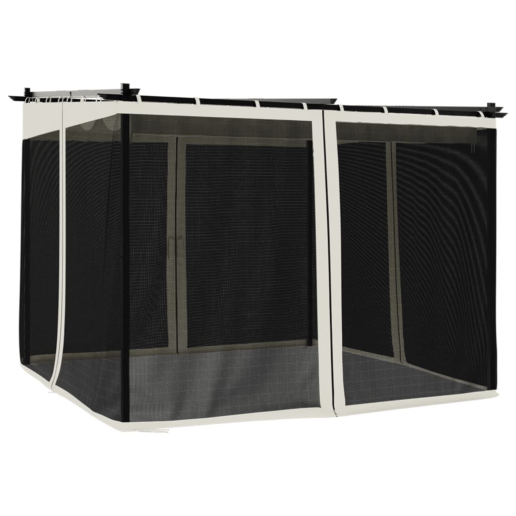 vidaXL Gazebo with Mesh Walls Cream 3x3 m Steel 2