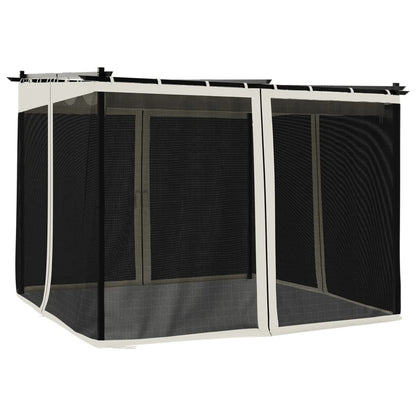vidaXL Gazebo with Mesh Walls Cream 3x3 m Steel 2