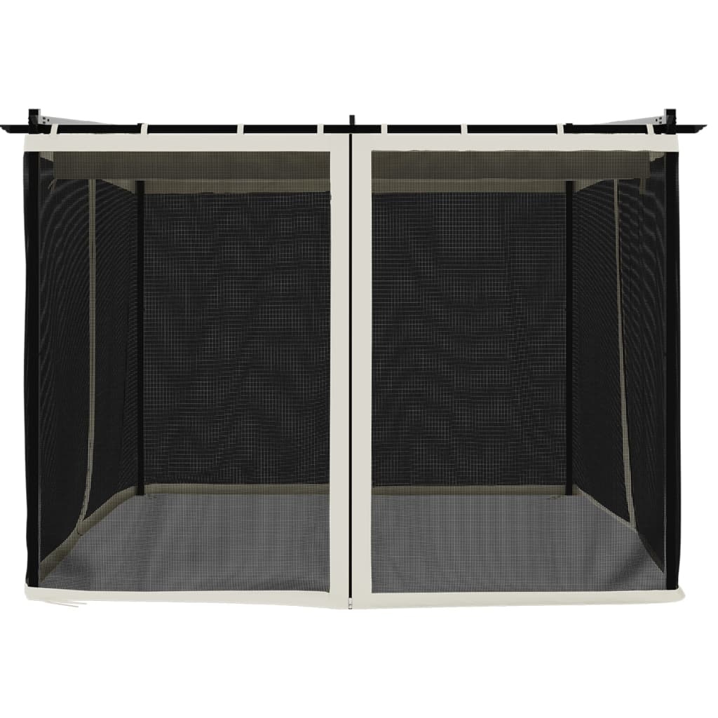 vidaXL Gazebo with Mesh Walls Cream 3x3 m Steel 3