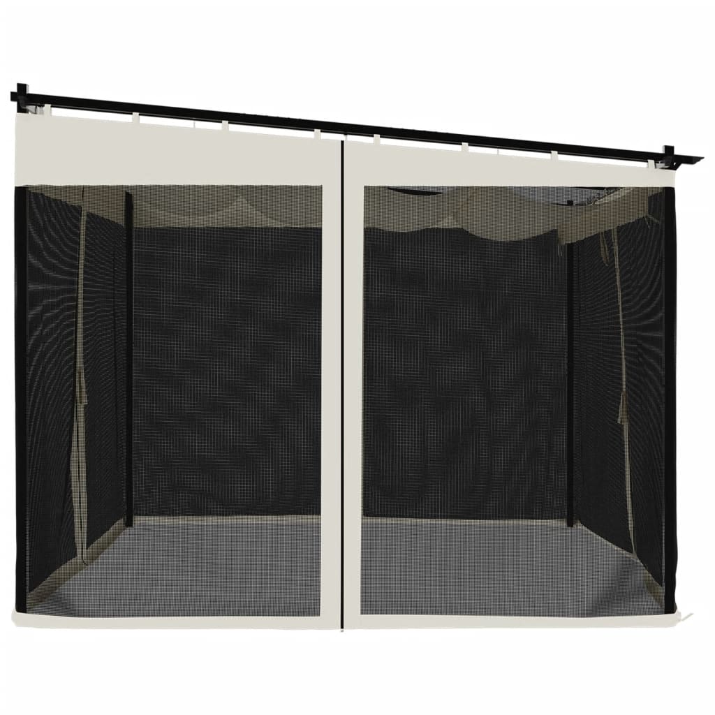 vidaXL Gazebo with Mesh Walls Cream 3x3 m Steel 5