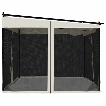 vidaXL Gazebo with Mesh Walls Cream 3x3 m Steel 5