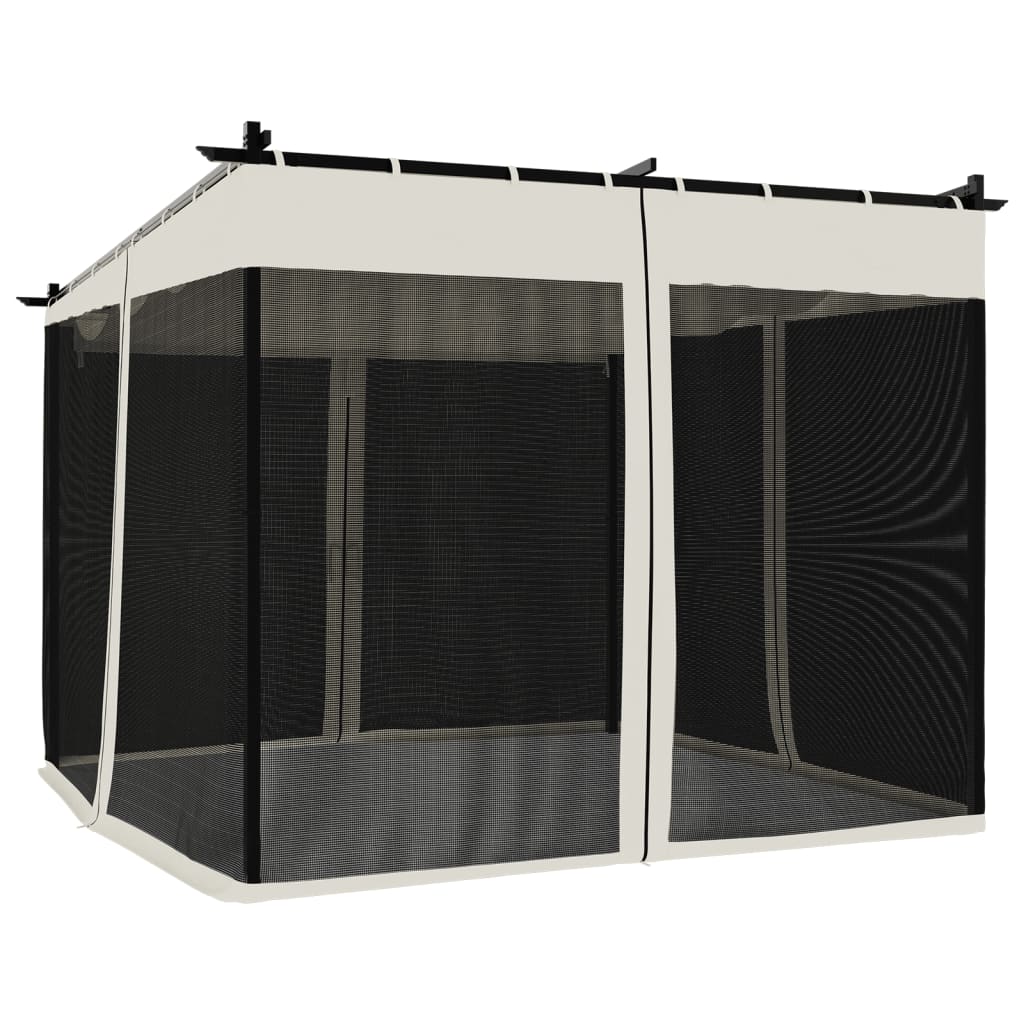 vidaXL Gazebo with Mesh Walls Cream 3x3 m Steel 4