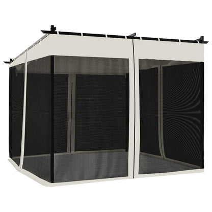 vidaXL Gazebo with Mesh Walls Cream 3x3 m Steel 4