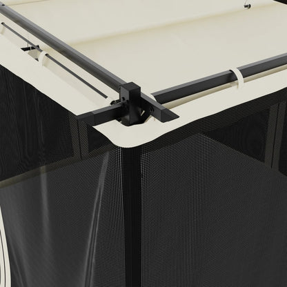 vidaXL Gazebo with Mesh Walls Cream 3x3 m Steel 6