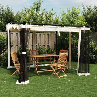 vidaXL Gazebo with Mesh Walls Cream 3x3 m Steel 1
