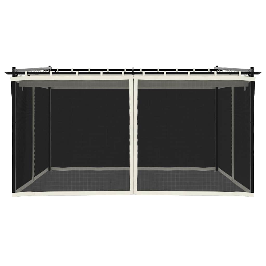 vidaXL Gazebo with Mesh Walls Cream 4x3 m Steel 3