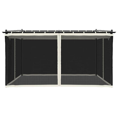 vidaXL Gazebo with Mesh Walls Cream 4x3 m Steel 3