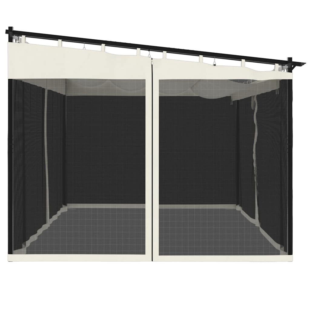 vidaXL Gazebo with Mesh Walls Cream 4x3 m Steel 5