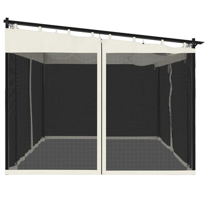 vidaXL Gazebo with Mesh Walls Cream 4x3 m Steel 5