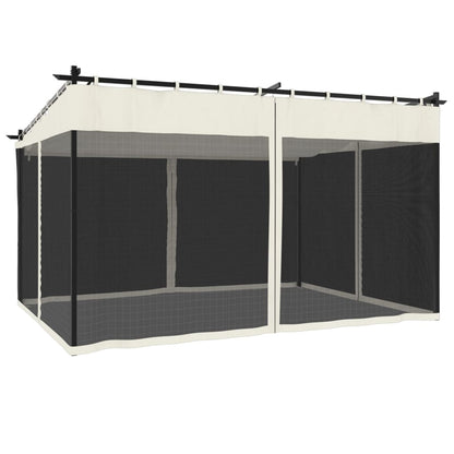 vidaXL Gazebo with Mesh Walls Cream 4x3 m Steel 4