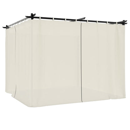 vidaXL Gazebo with Curtains Cream 3x3 m Steel 4