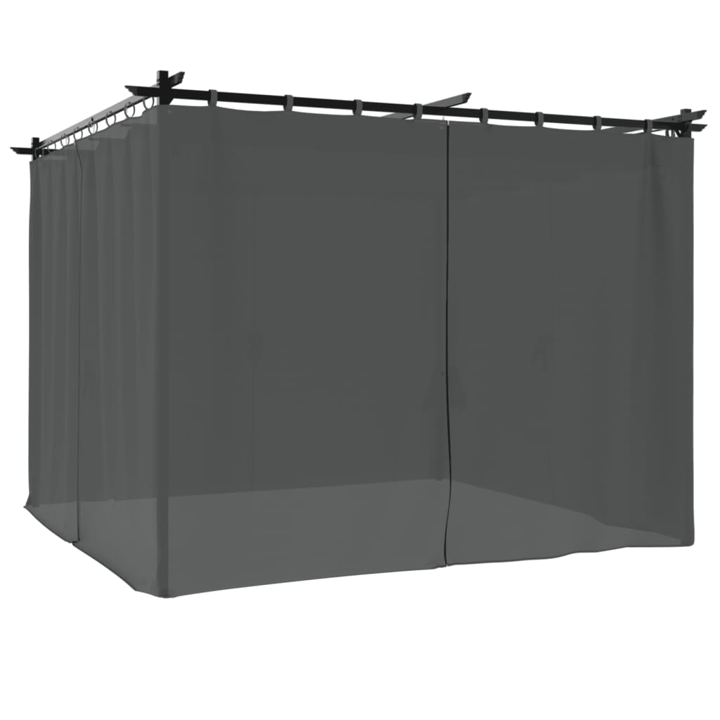 vidaXL Gazebo with Curtains Anthracite 3x3 m Steel 2