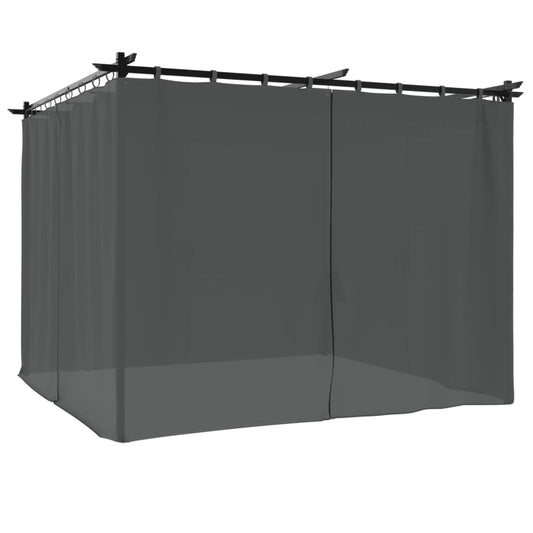 Gazebo with Curtains Steel Anthracite