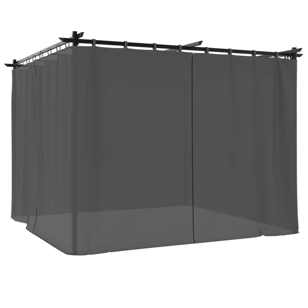 vidaXL Gazebo with Curtains Anthracite 3x3 m Steel 4