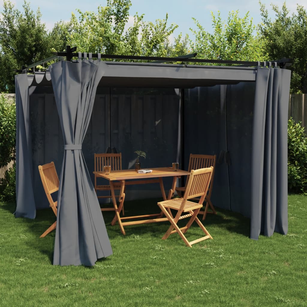 vidaXL Gazebo with Curtains Anthracite 3x3 m Steel 1