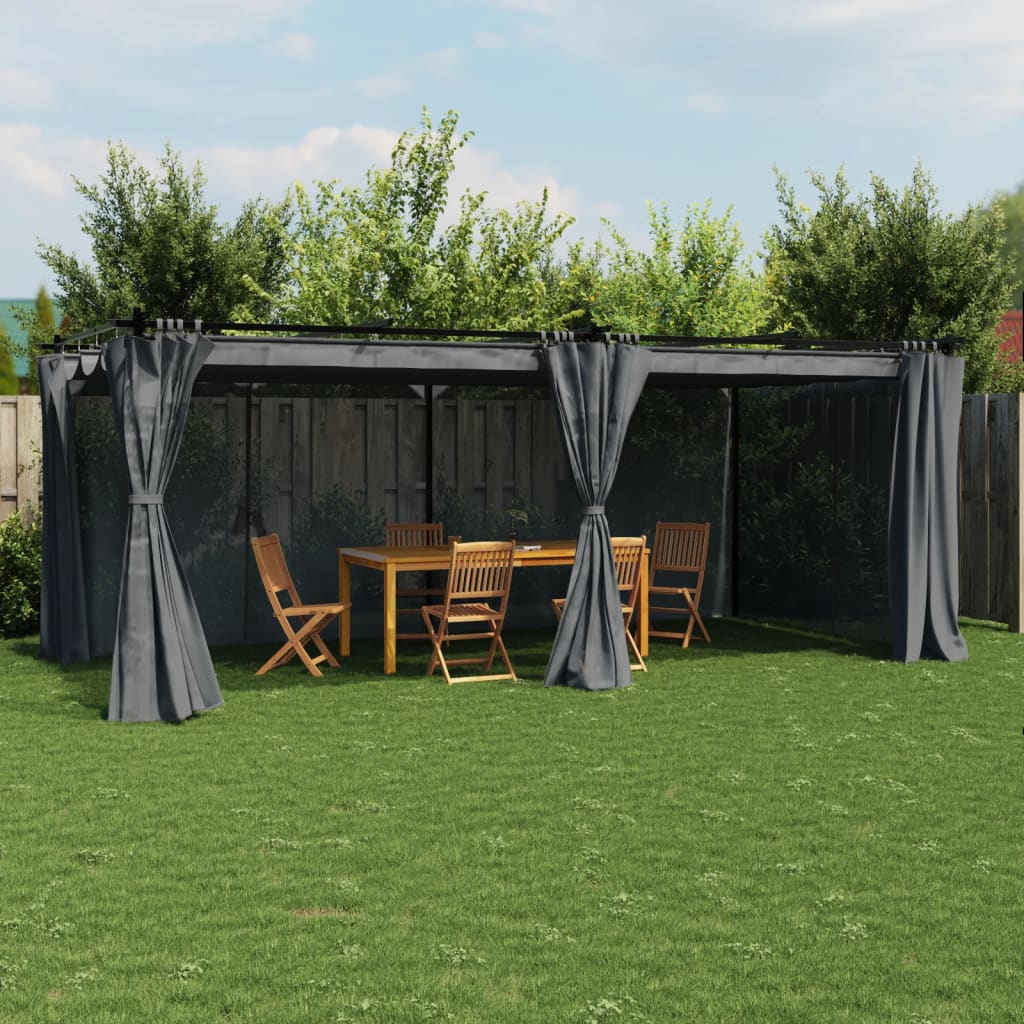 vidaXL Gazebo with Curtains Steel