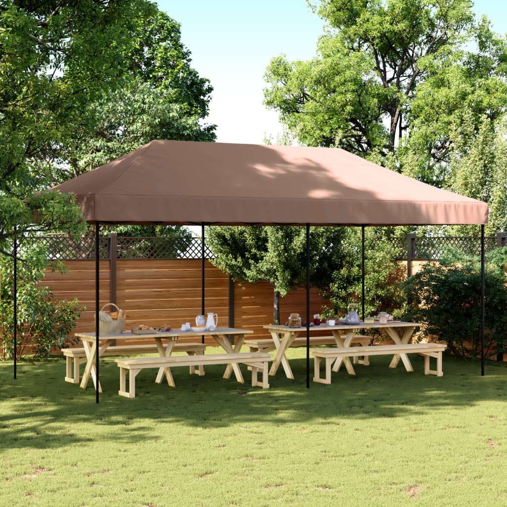 Foldable Party Tent Pop-Up 580x292x315 cm No without Sidewall Brown