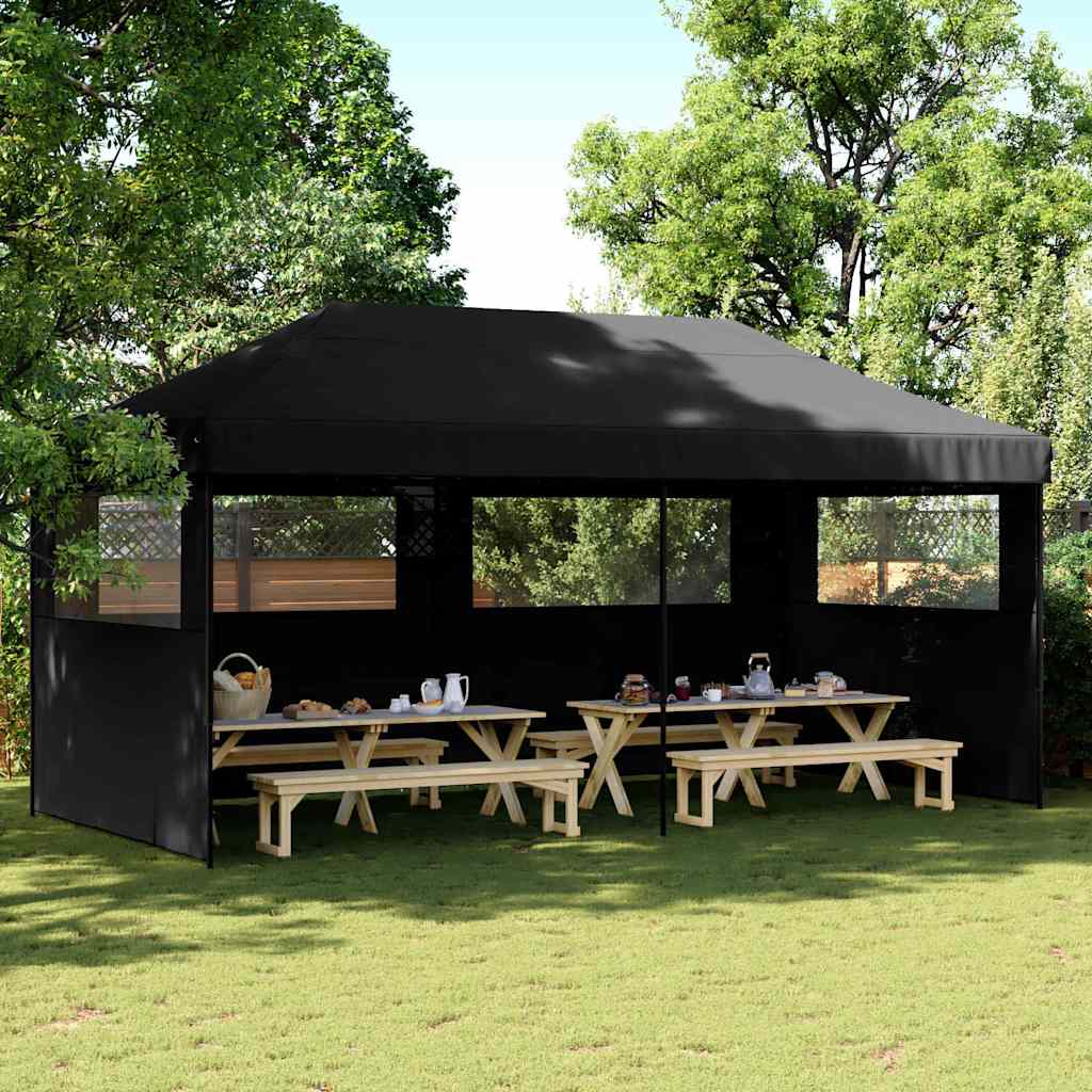 Foldable Party Tent Pop-Up No with 3 Sidewalls Black