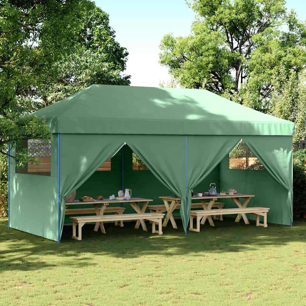 vidaXL Foldable Party Tent Pop-Up with 4 Sidewalls Green 1