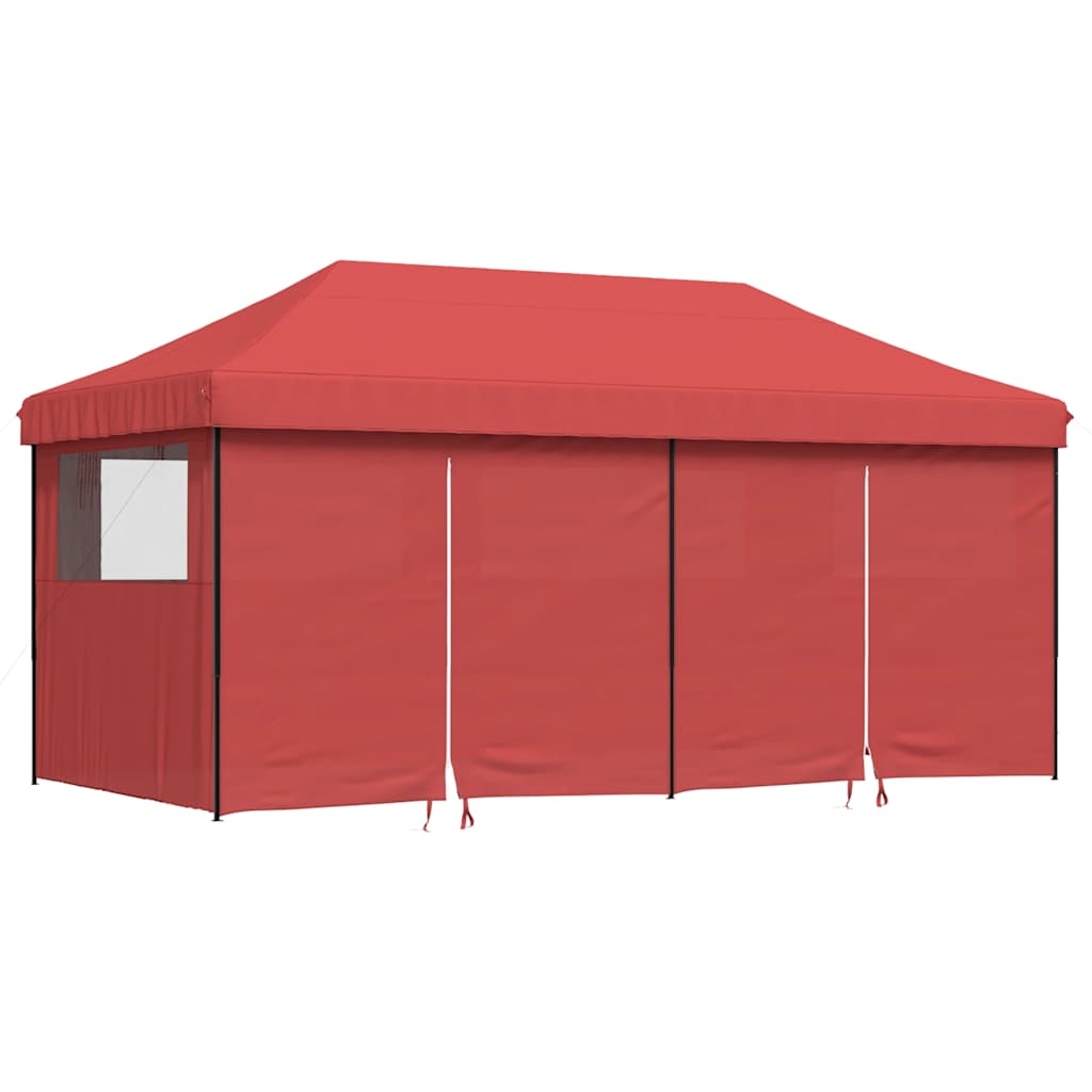vidaXL Foldable Party Tent Pop-Up with 4 Sidewalls Burgundy 2
