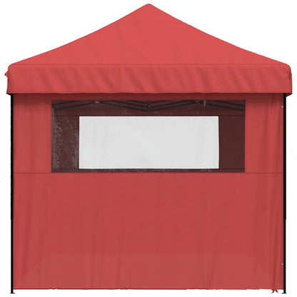 vidaXL Foldable Party Tent Pop-Up with 4 Sidewalls Burgundy 5