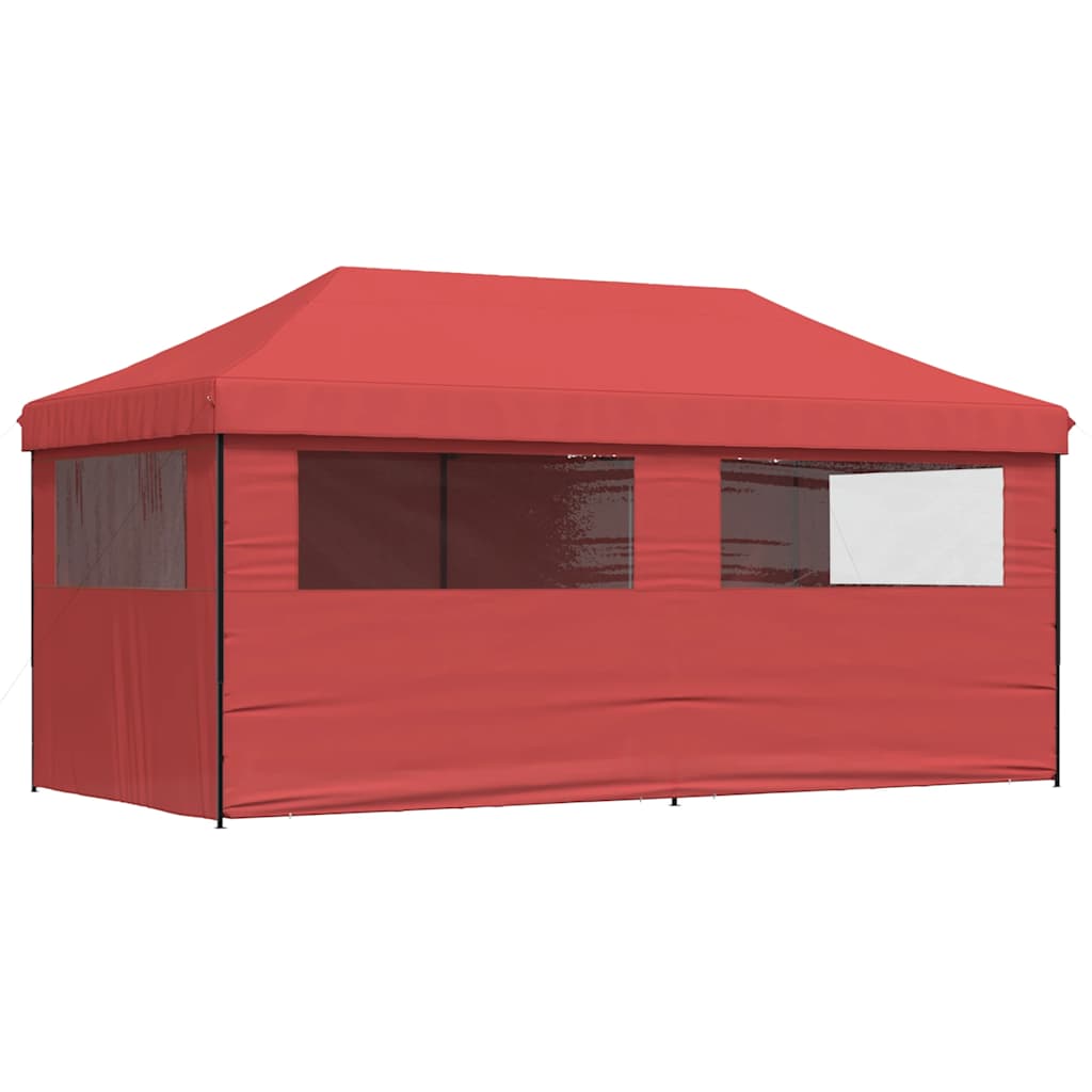 vidaXL Foldable Party Tent Pop-Up with 4 Sidewalls Burgundy 4