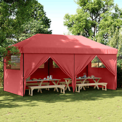 vidaXL Foldable Party Tent Pop-Up with 4 Sidewalls Burgundy 1