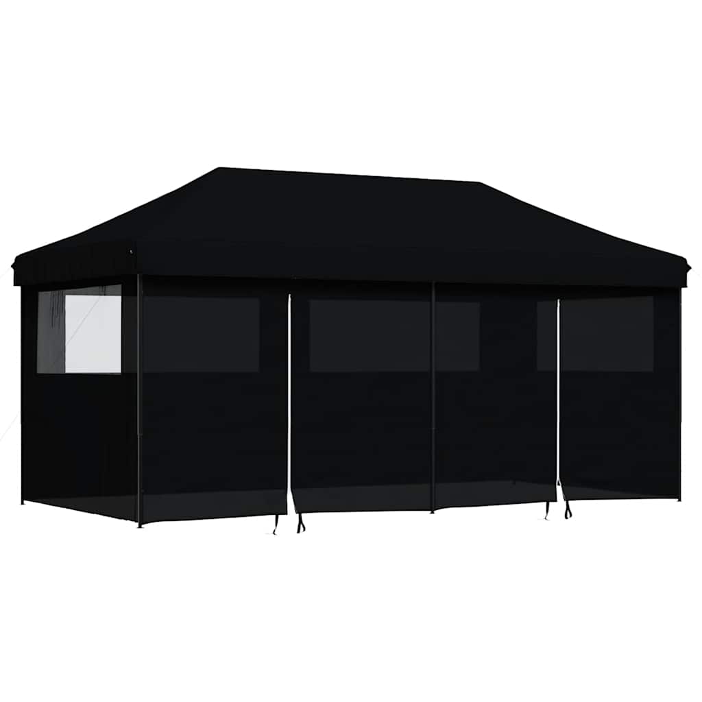 vidaXL Foldable Party Tent Pop-Up with 4 Sidewalls Black 2
