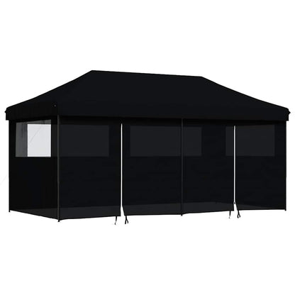 vidaXL Foldable Party Tent Pop-Up with 4 Sidewalls Black 2