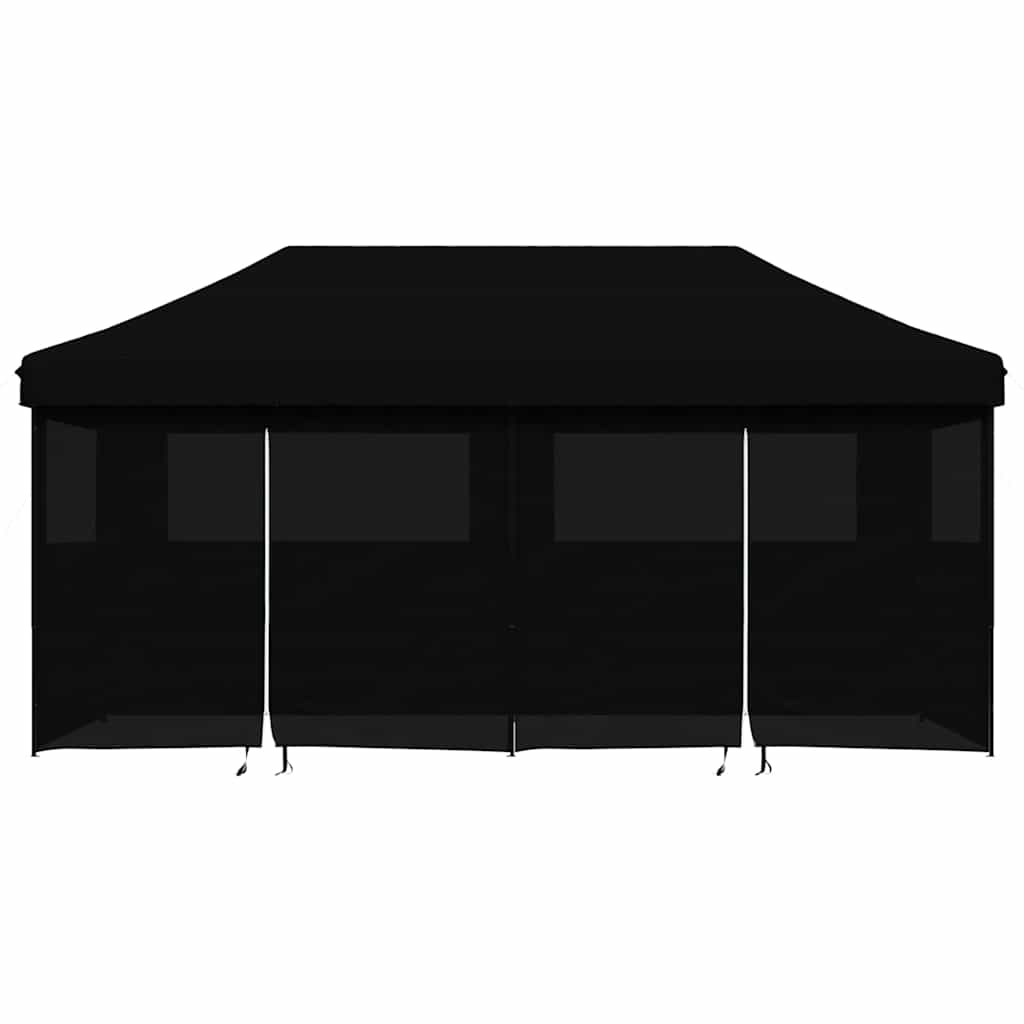 vidaXL Foldable Party Tent Pop-Up with 4 Sidewalls Black 3