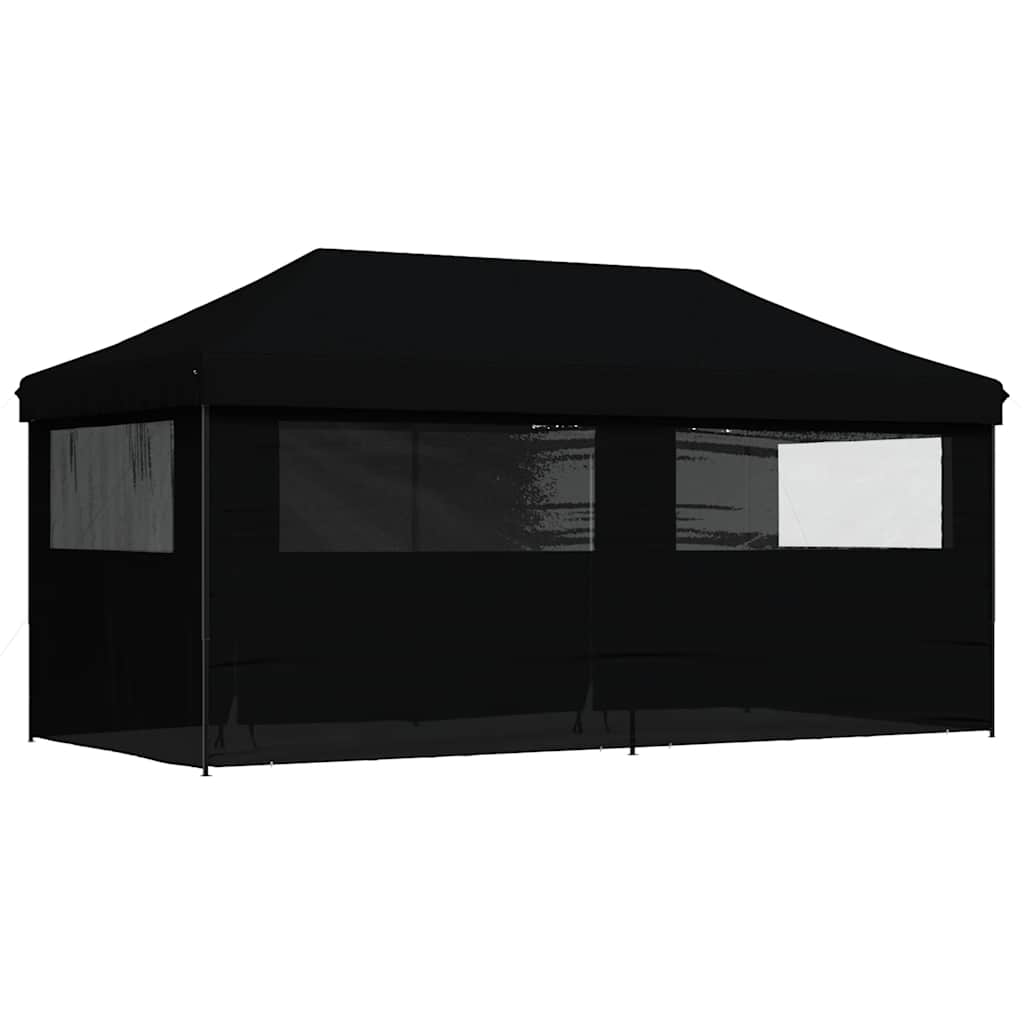 vidaXL Foldable Party Tent Pop-Up with 4 Sidewalls Black 4