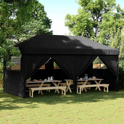 vidaXL Foldable Party Tent Pop-Up with 4 Sidewalls Black 1