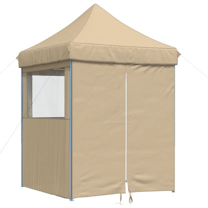 Foldable Party Tent Pop-Up No with 4 Sidewalls Beige