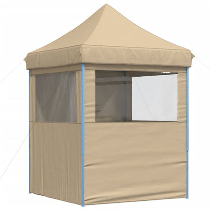 Foldable Party Tent Pop-Up No with 4 Sidewalls Beige