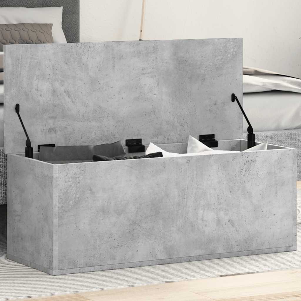 Storage Box 90x35x35 cm Engineered Wood Concrete grey