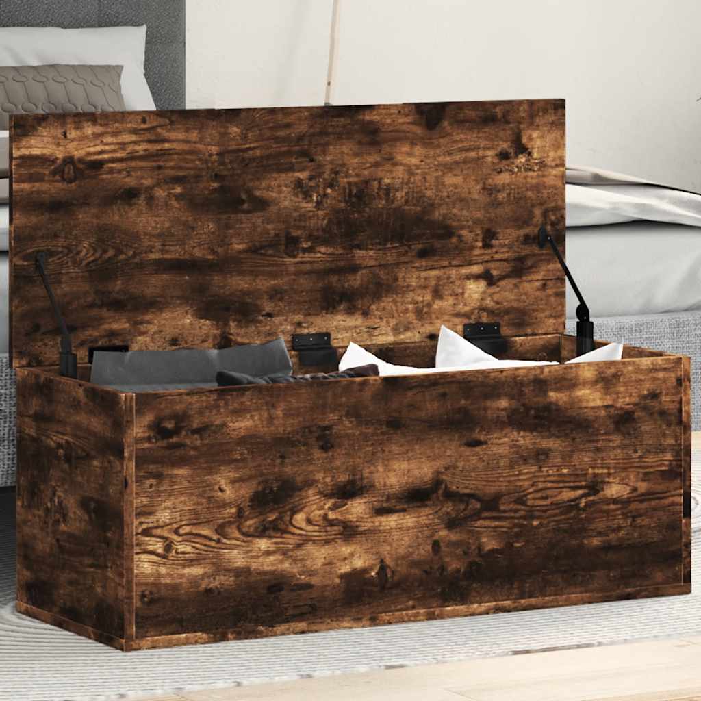 Storage Box 90x35x35 cm Engineered Wood Smoked oak