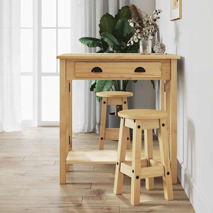 5 Piece Bar Set Solid Wood Pine Brown bar table + 2x bar chair