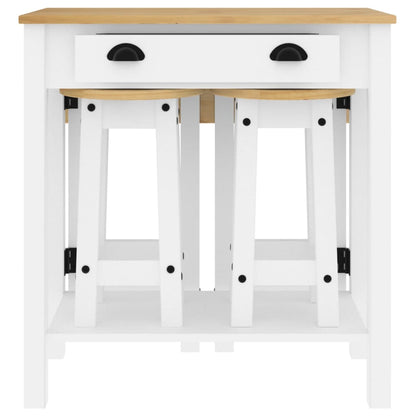 5 Piece Bar Set Solid Wood Pine White bar table + 4x bar chair
