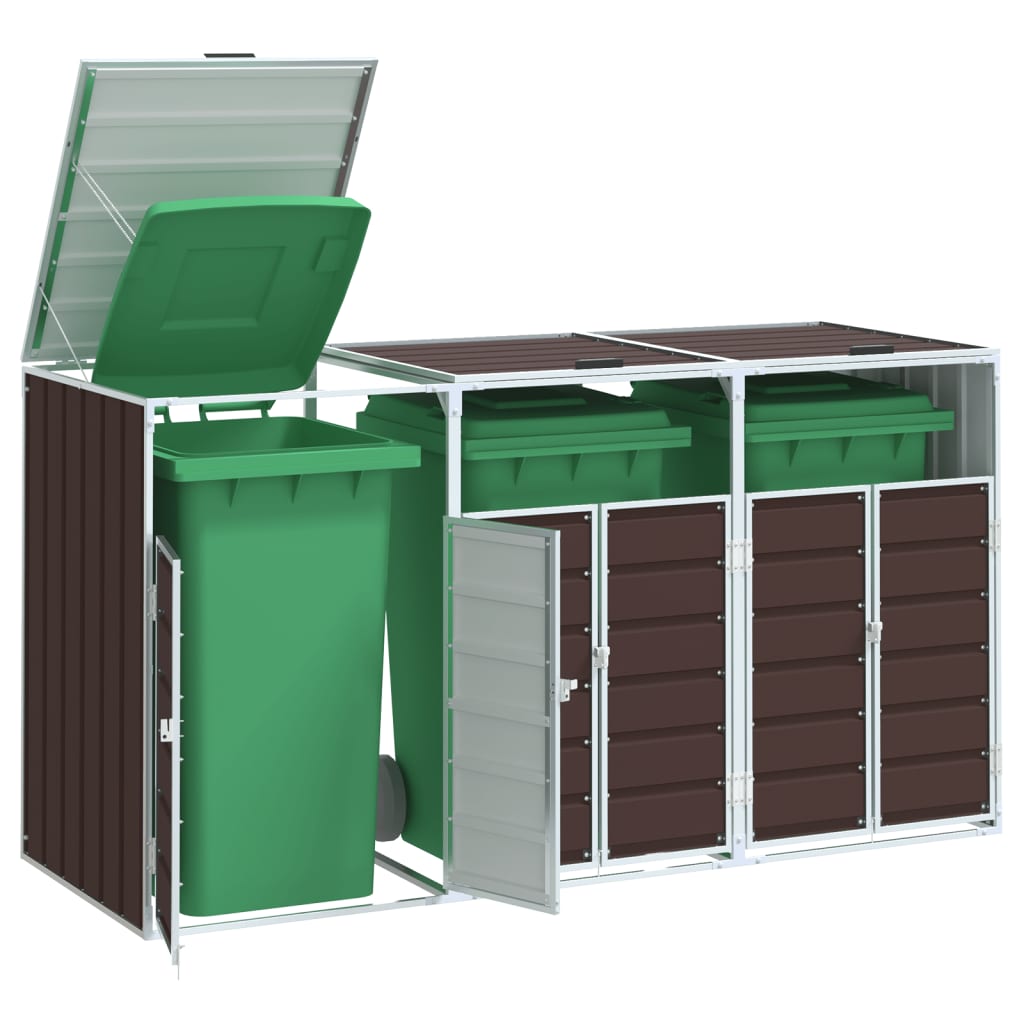 Wheelie Bin Storage for Single Bin 72x81x115 cm Steel Brown