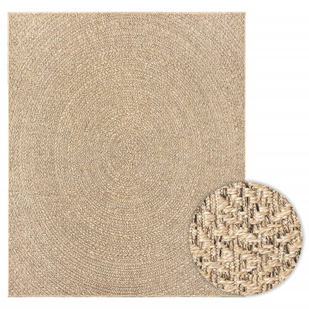 Rug ZIZUR Jute Look Indoor and Outdoor Round Brown 240 x 340 cm