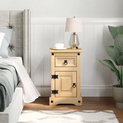 Bedside Cabinet "Corona" 35x32,5x58 cm Solid Wood Pine Honey wax