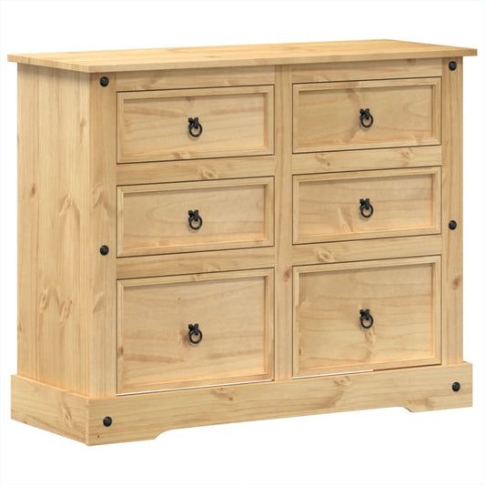 vidaXL Chest of Drawers "Corona" 110x43x91 cm Solid Wood Pine 2