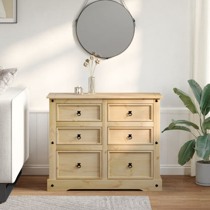 vidaXL Chest of Drawers "Corona" 110x43x91 cm Solid Wood Pine 3