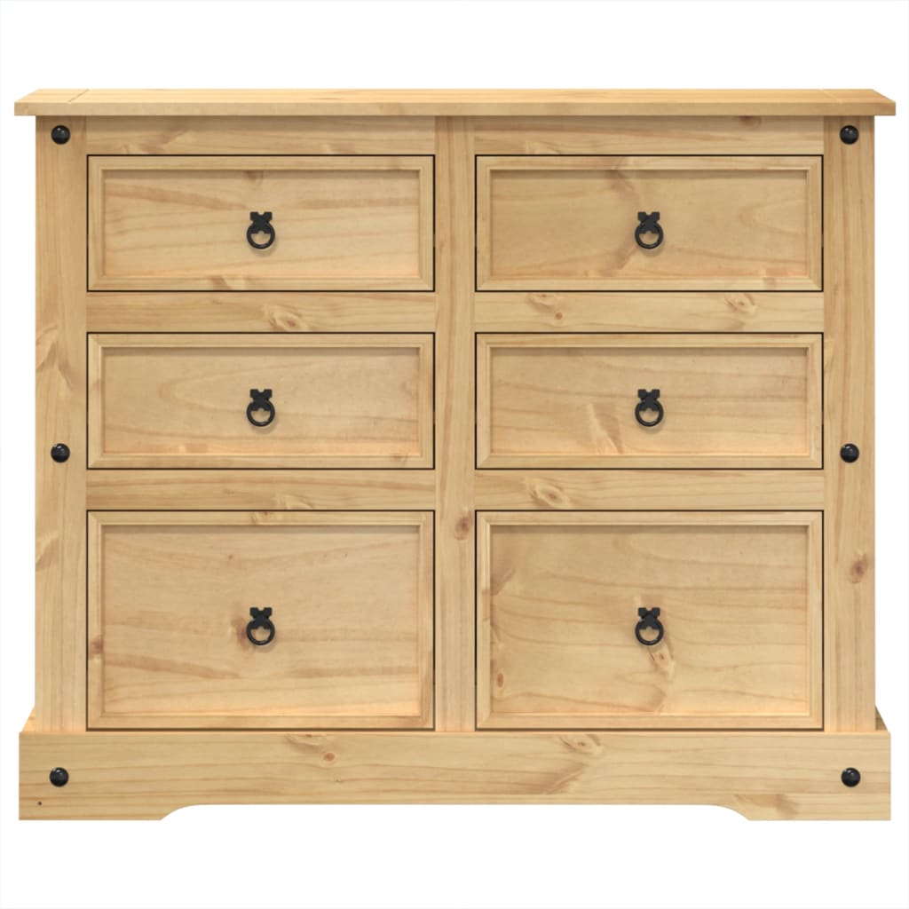 vidaXL Chest of Drawers "Corona" 110x43x91 cm Solid Wood Pine 4