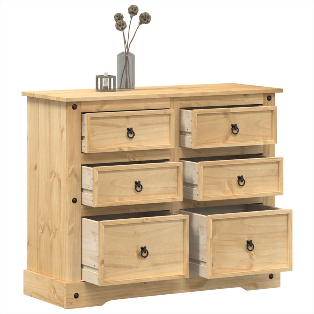 vidaXL Chest of Drawers "Corona" 110x43x91 cm Solid Wood Pine 1